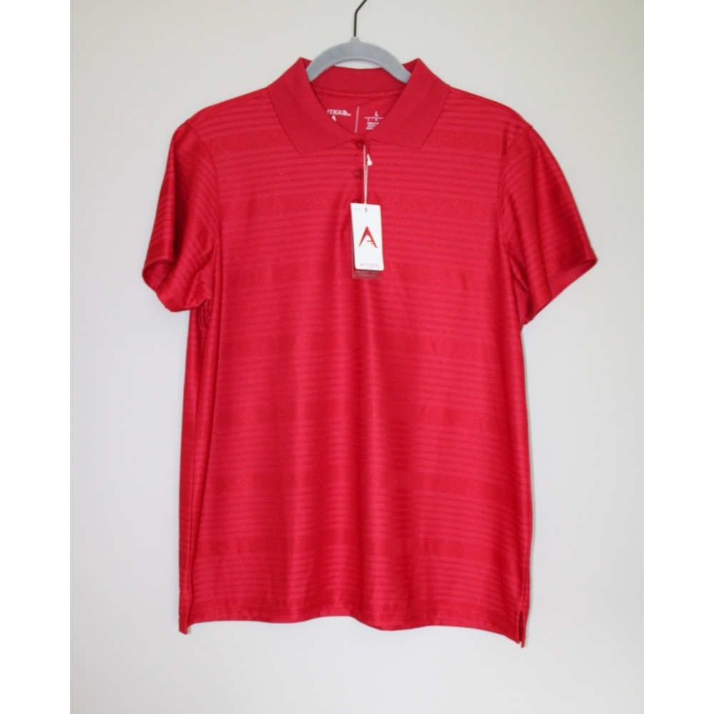Antigua Women's Red Short Sleeve Athleisure Athletic Golf Polo Lightweight Large